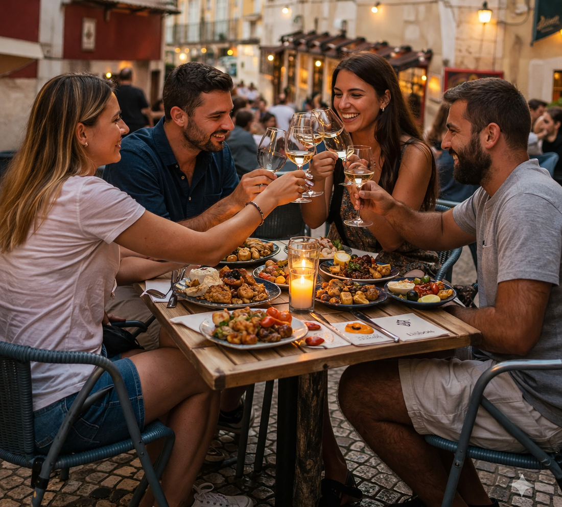 group dinner Lisbon fado live music authentic Portuguese restaurant experience